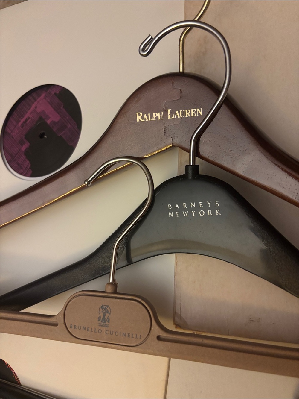 3 Designer Men Suit Hangers - Ralph Lauren, Barney’s NY, & Cucinelli pant BUNDLE